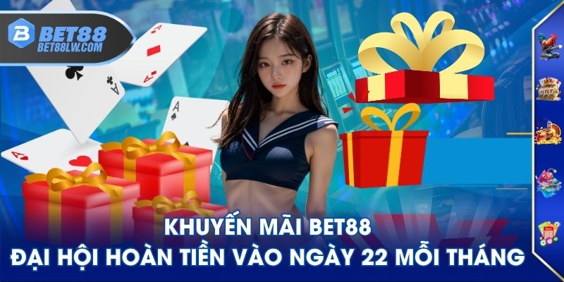 Khuyến Mãi BET88 đại hội hoàn tiền vào ngày 22 mỗi tháng